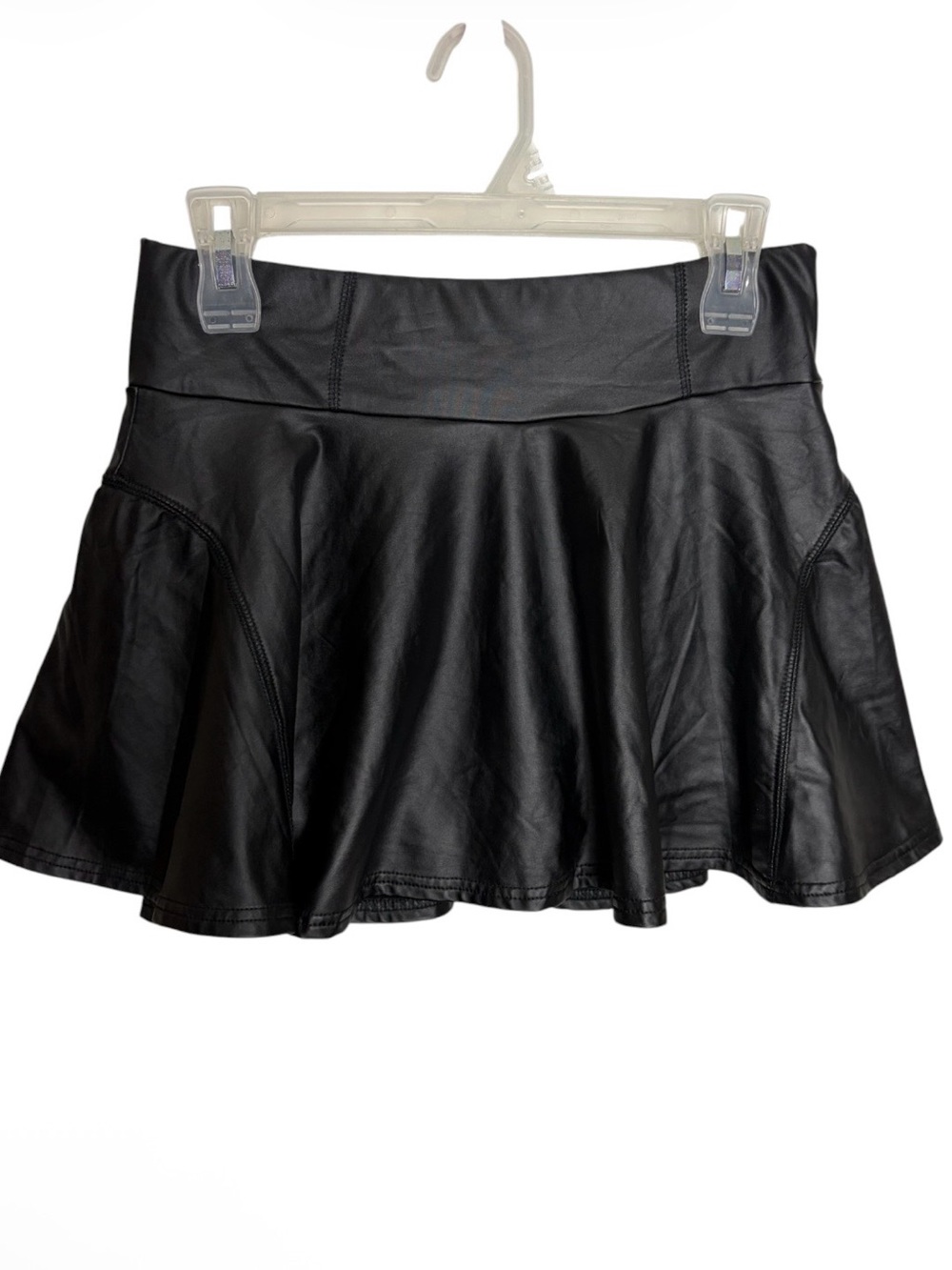 Black faux leather mini skirt with built in shorts size M